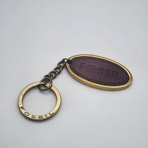 Fossil Gold Tone & Brown Keychain